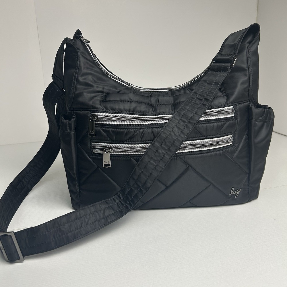 Lug Camper SE Black Quilted Crossbody Shoulder Bag Travel Zipper Organizer